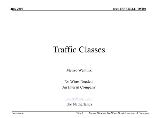 Traffic Classes