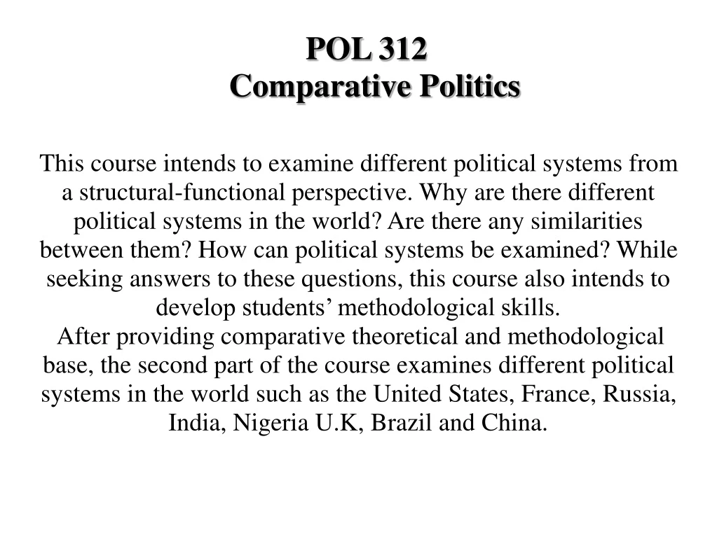 pol 312 comparative politics