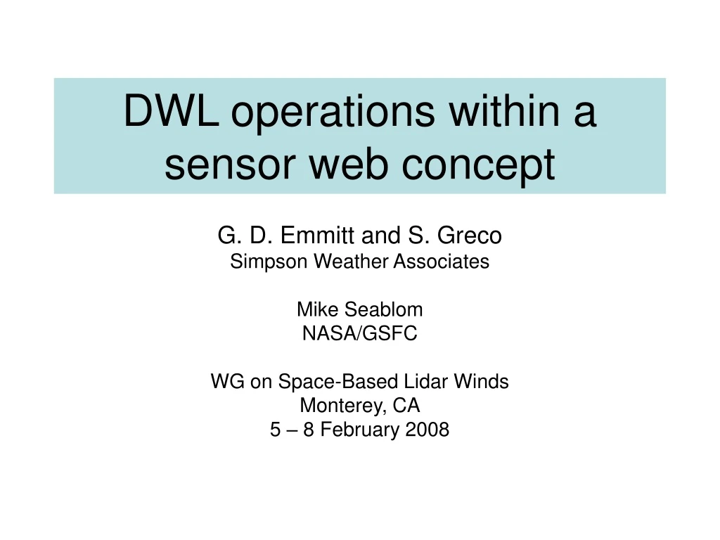 dwl operations within a sensor web concept