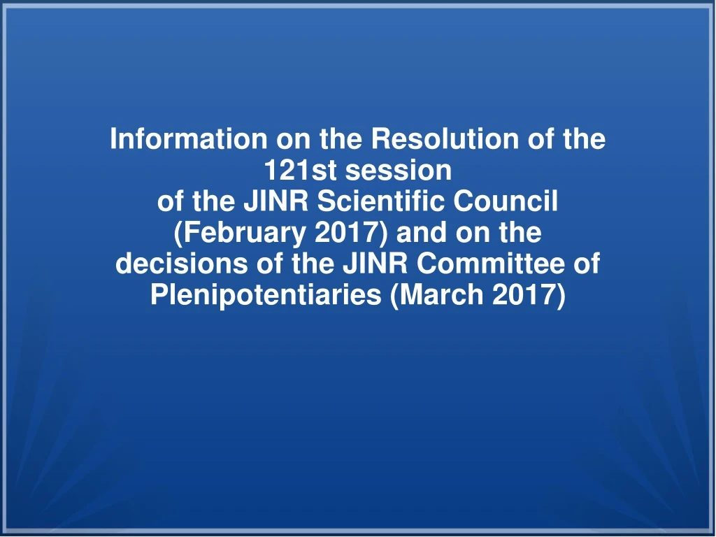 information on the resolution of the 121st