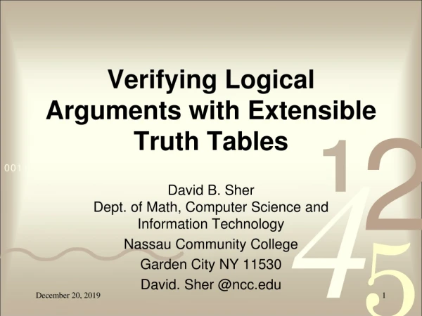 Verifying Logical Arguments with Extensible Truth Tables