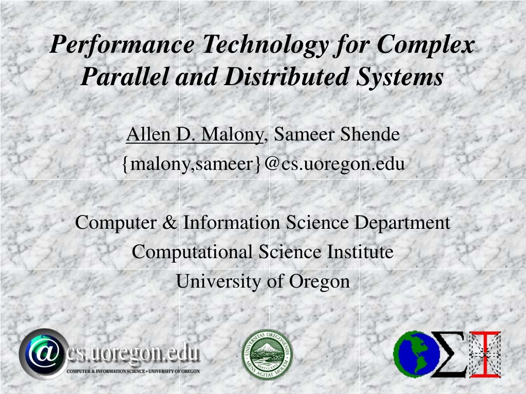 performance technology for complex parallel and distributed systems