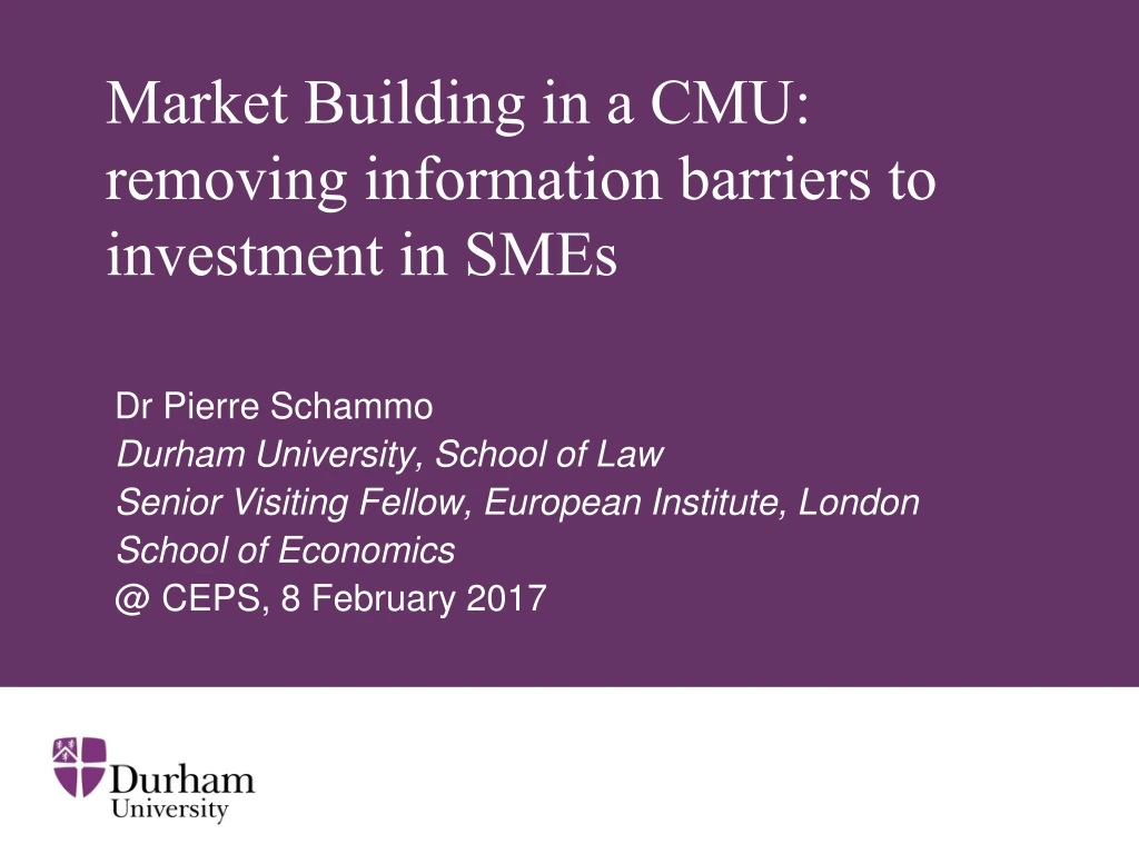 market building in a cmu removing i nformation barriers to investment in smes