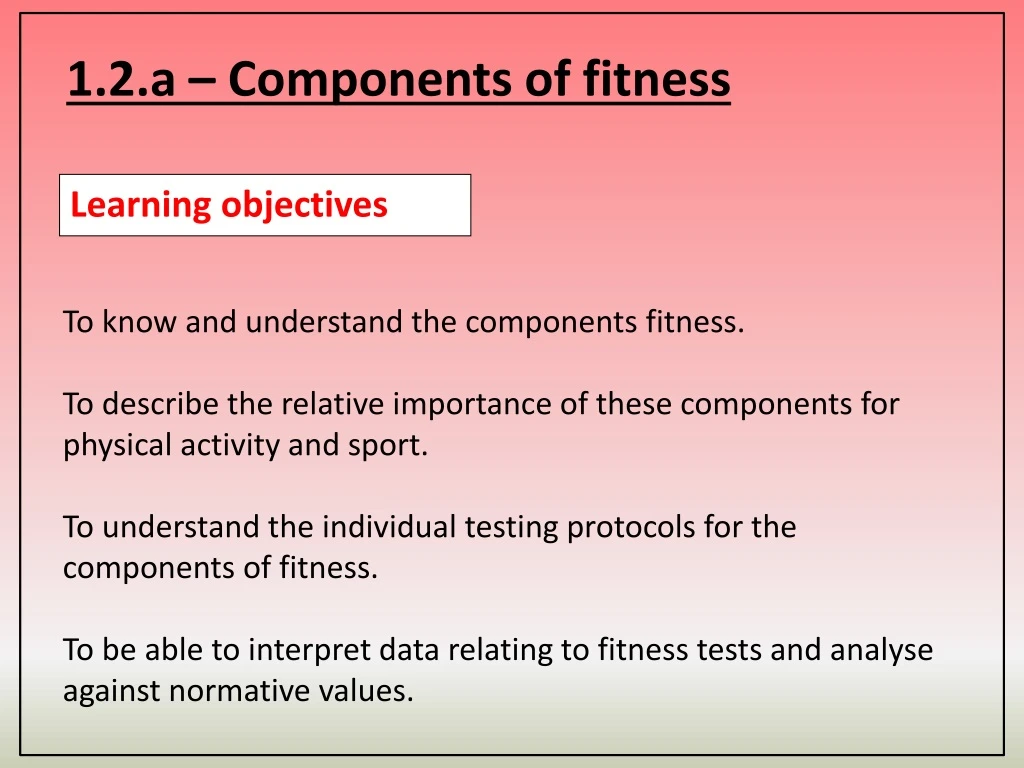 1 2 a components of fitness