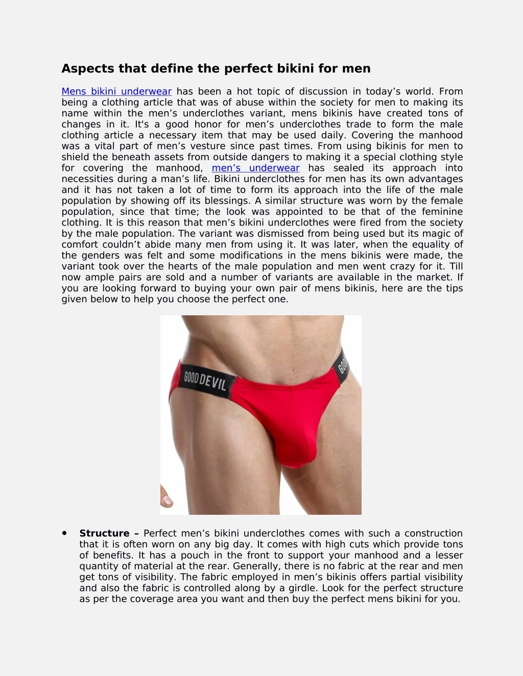 aspects that define the perfect bikini for men