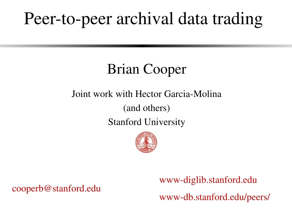 peer to peer archival data trading