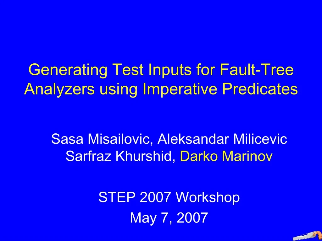 generating test inputs for fault tree analyzers using imperative predicates