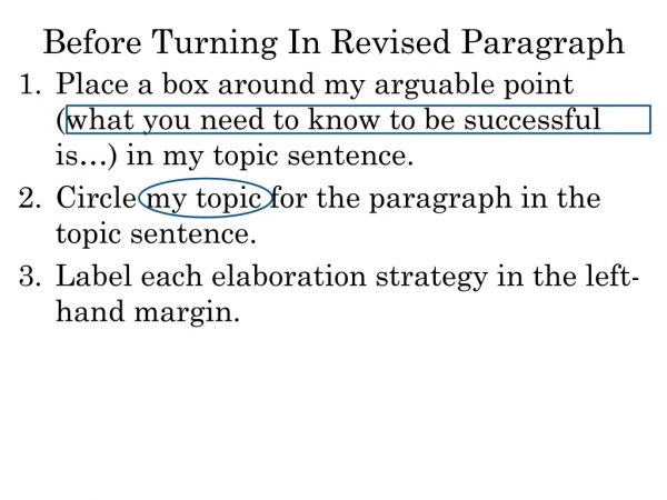 Before Turning In Revised Paragraph