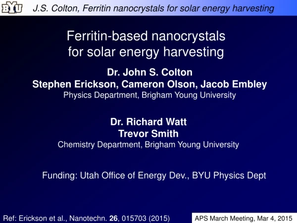 Ferritin-based nanocrystals  for solar energy harvesting