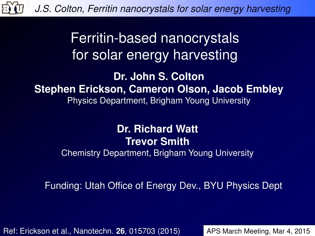 ferritin based nanocrystals for solar energy harvesting