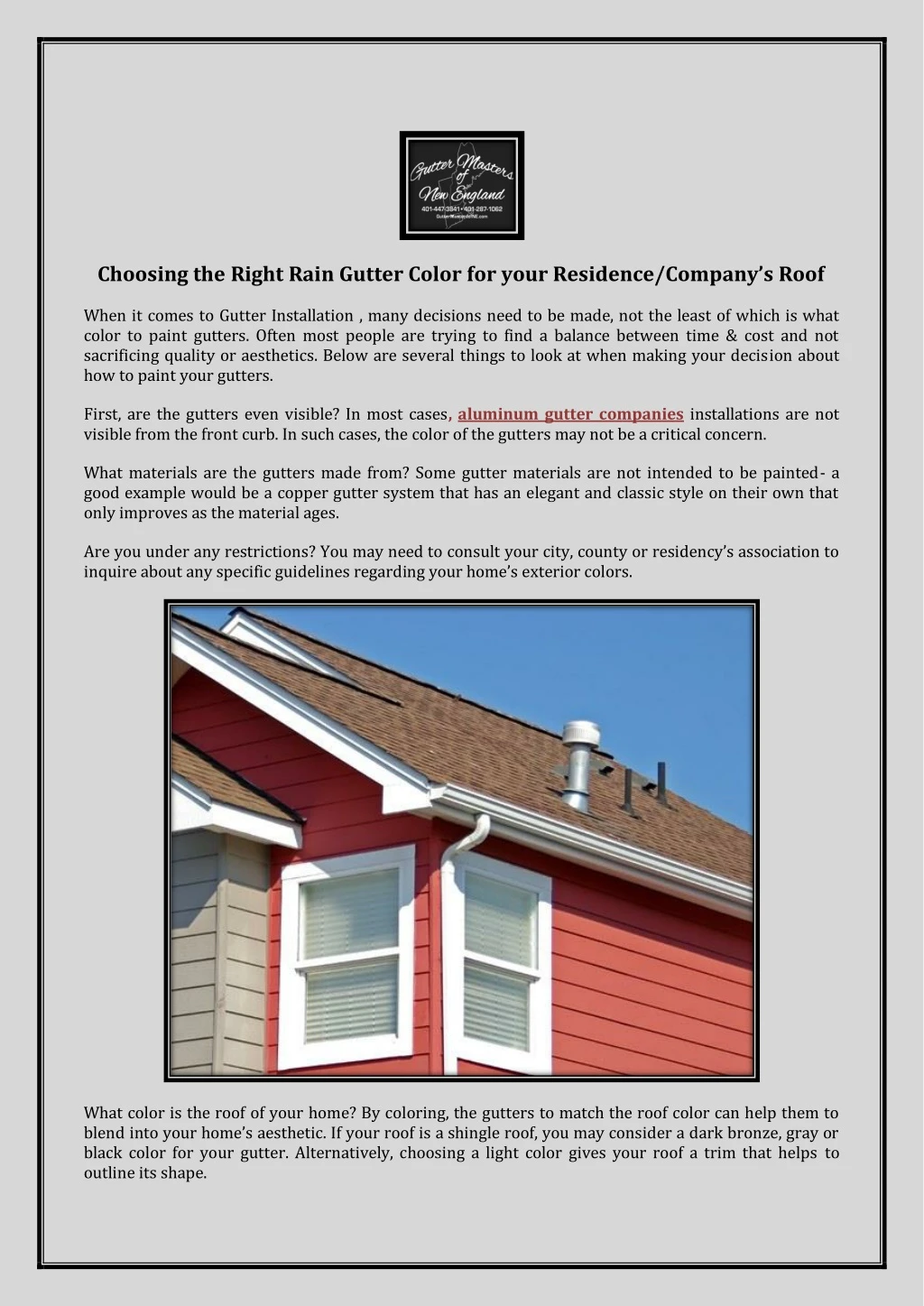choosing the right rain gutter color for your