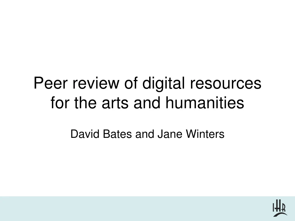 peer review of digital resources for the arts and humanities