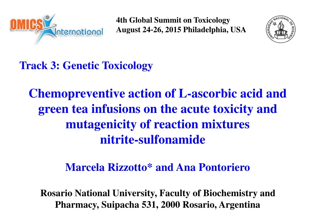 4th global summit on toxicology august 24 26 2015