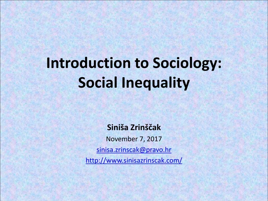 introduction to sociology social inequality