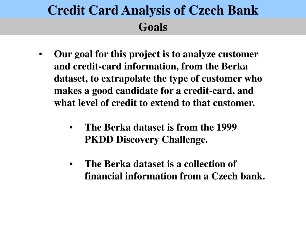 credit card analysis of czech bank