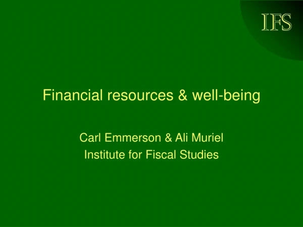 Financial resources &amp; well-being