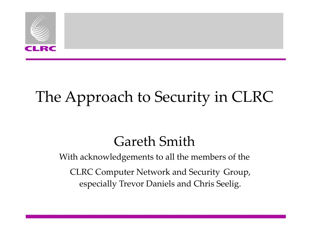 the approach to security in clrc