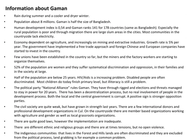 Information about Gaman