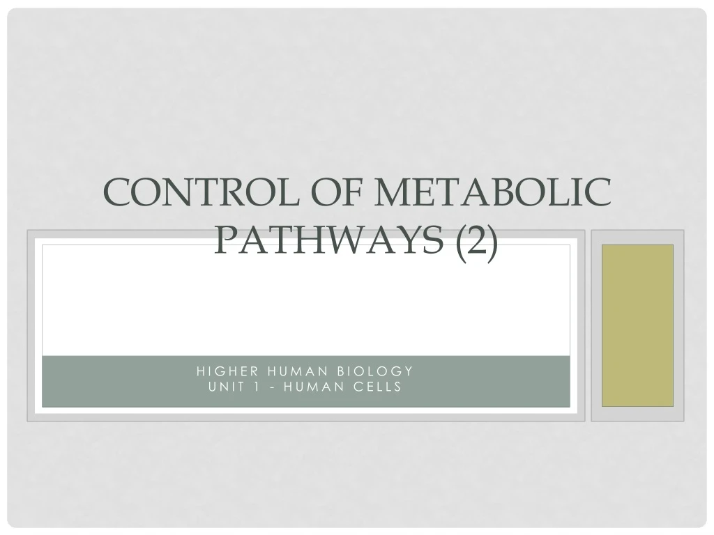 control of metabolic pathways 2