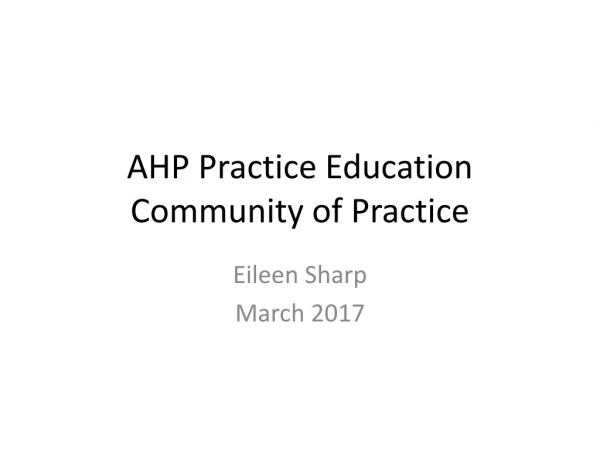 AHP Practice Education Community of Practice