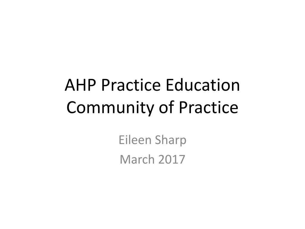 ahp practice education community of practice