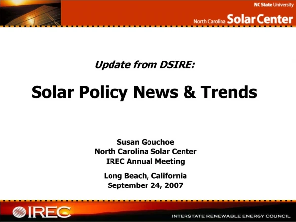 Update from DSIRE: Solar Policy News &amp; Trends