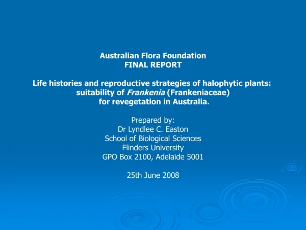 Australian Flora Foundation FINAL REPORT