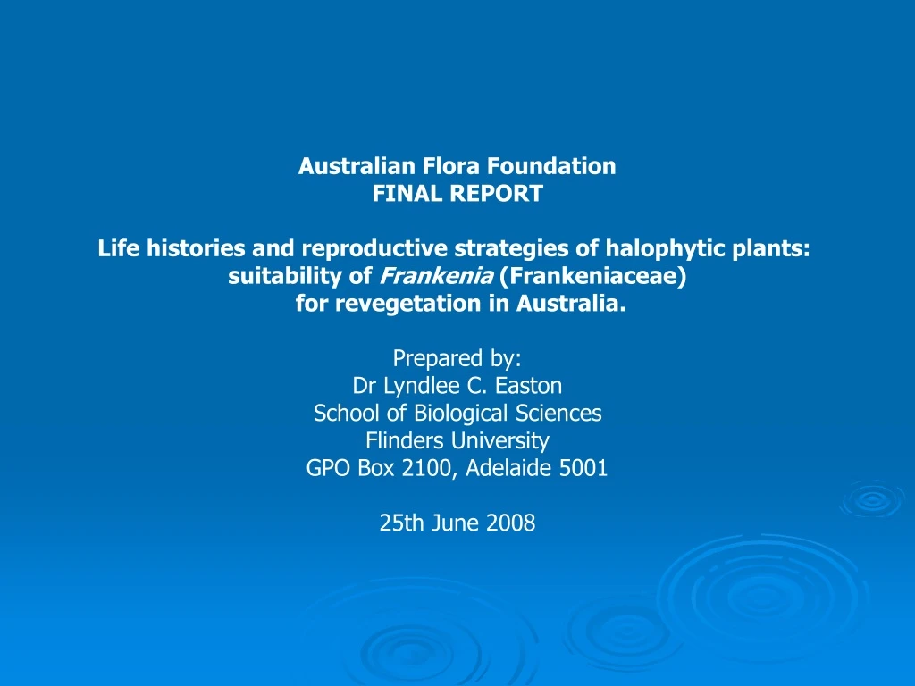 australian flora foundation final report life