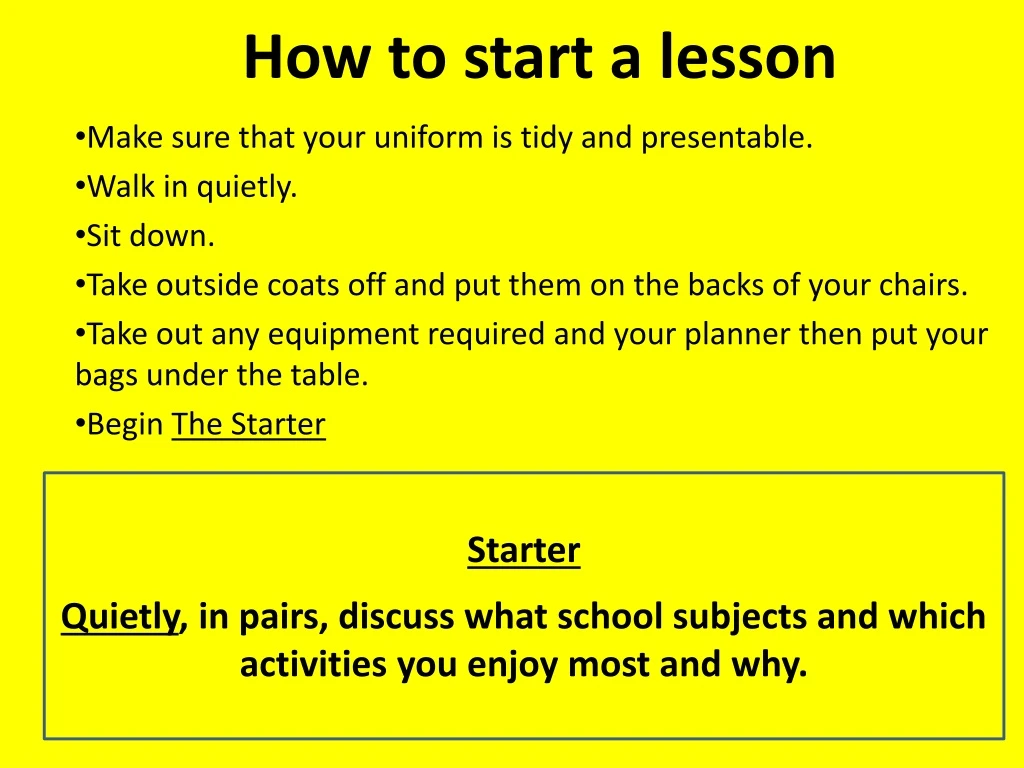 how to start a lesson