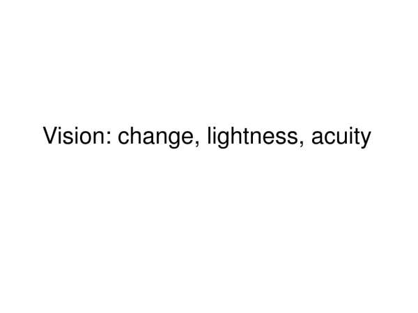 Vision: change, lightness, acuity