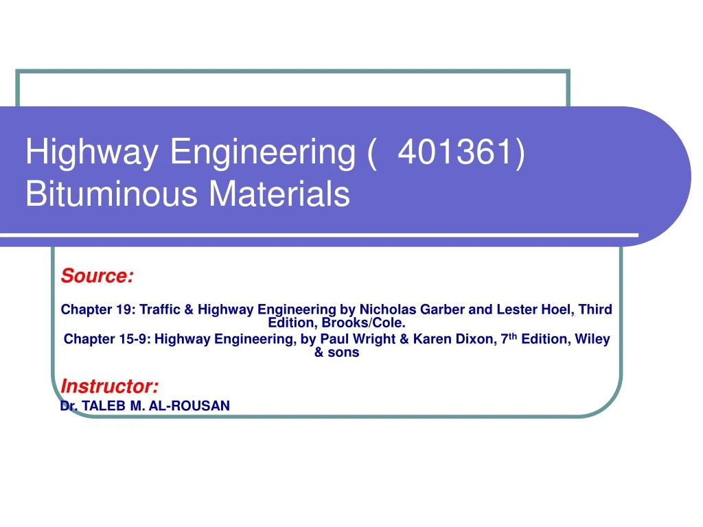 highway engineering 401361 bituminous materials
