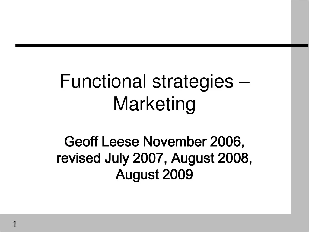 functional strategies marketing