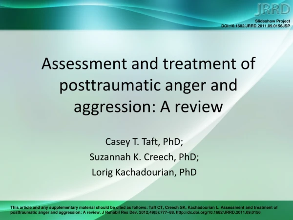 Assessment and treatment of posttraumatic anger and aggression: A review