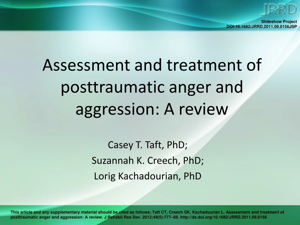assessment and treatment of posttraumatic anger and aggression a review