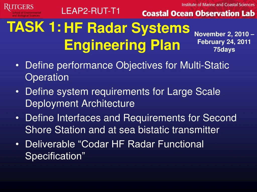 hf radar systems engineering plan