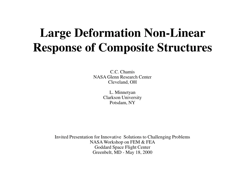 large deformation non linear response of composite structures