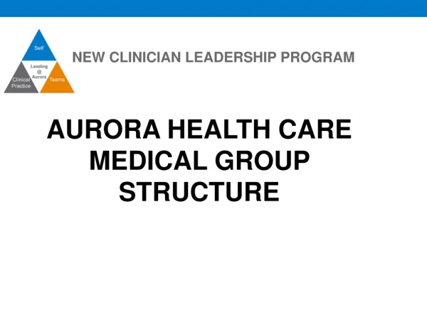 AURORA HEALTH CARE MEDICAL GROUP STRUCTURE