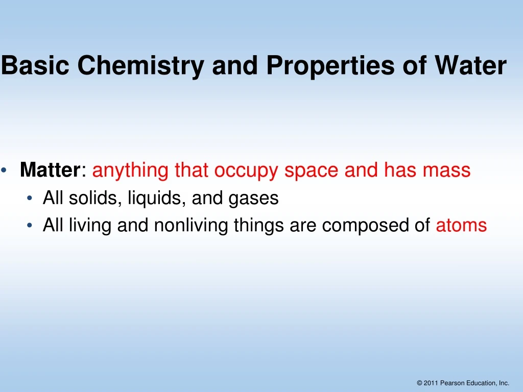 basic chemistry and properties of water