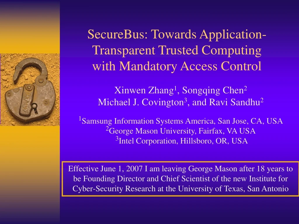 securebus towards application transparent trusted computing with mandatory access control