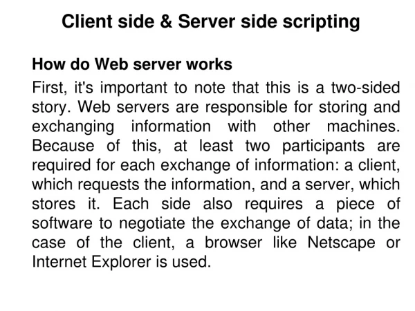 Client side &amp; Server side scripting