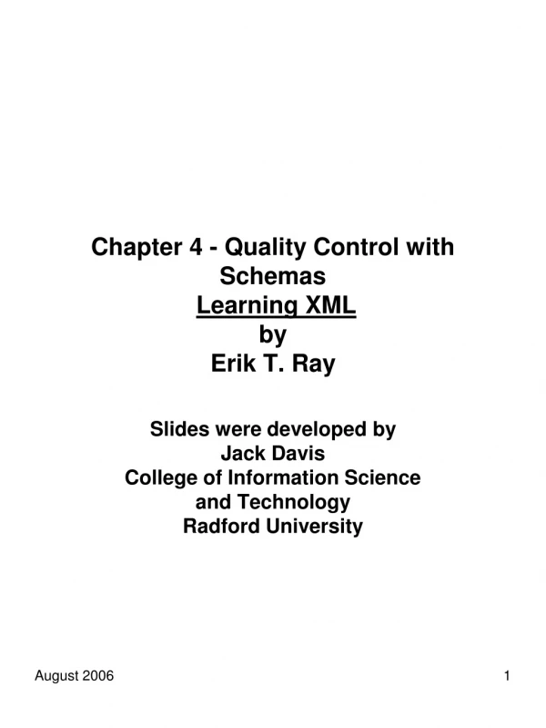 Chapter 4 - Quality Control with Schemas Learning XML by Erik T. Ray