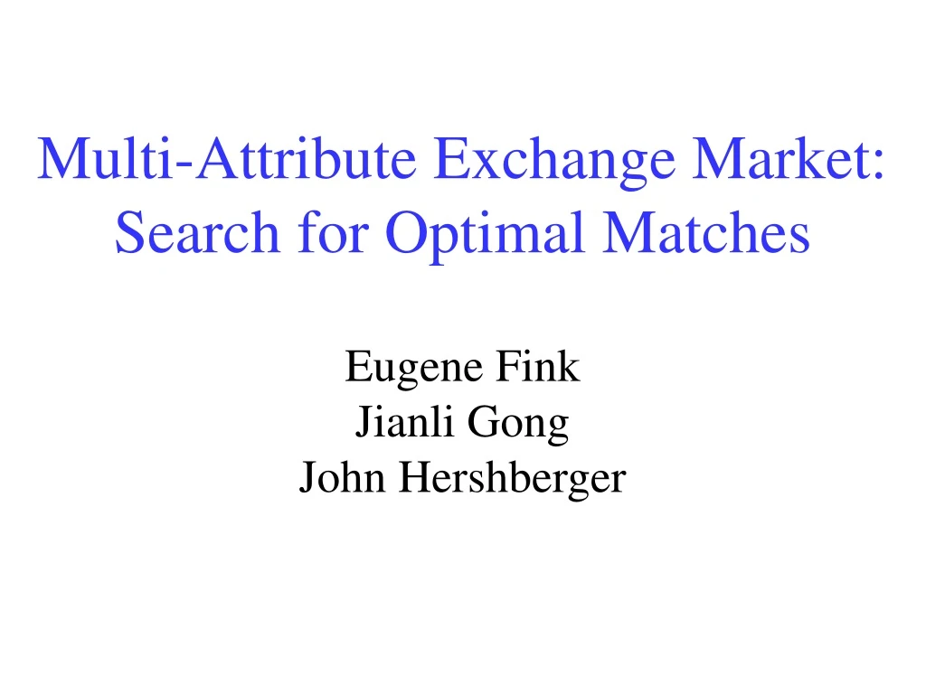 multi attribute exchange market search for optimal matches