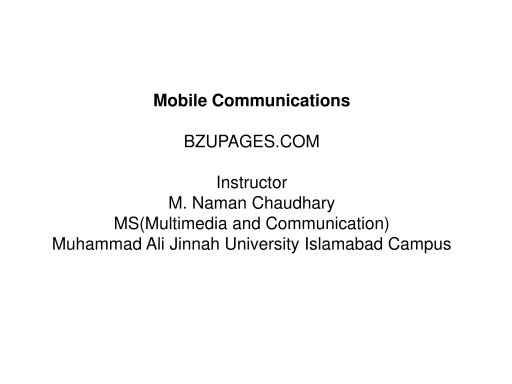 mobile communications bzupages com instructor