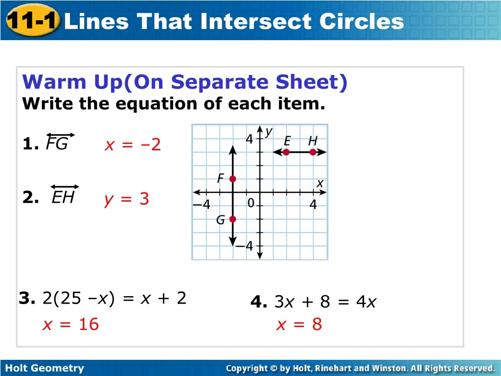 warm up on separate sheet write the equation