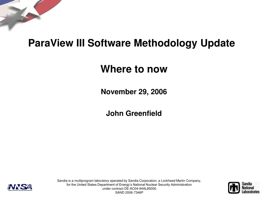 paraview iii software methodology update