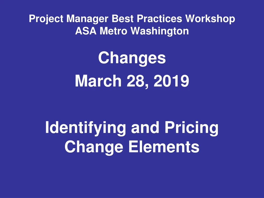 project manager best practices workshop asa metro washington