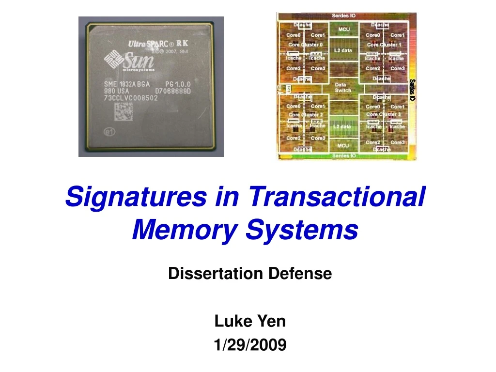 signatures in transactional memory systems