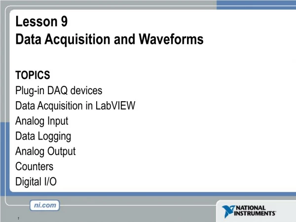 Lesson 9 Data Acquisition and Waveforms