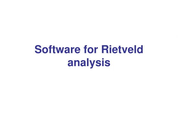 Software for Rietveld analysis