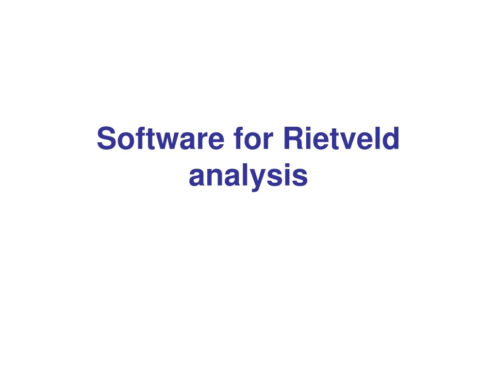 software for rietveld analysis